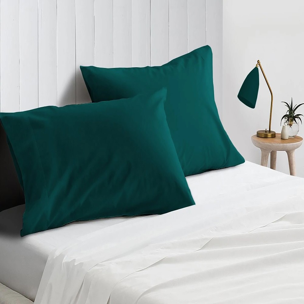 4 PCs Pillow Case Set 800 TC Egyptian Cotton Teal Solid Queen Size