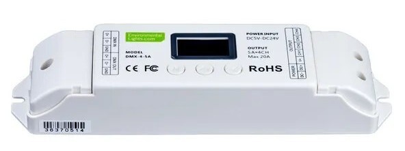 Environmental Lights DMX-5-4 LED DMX Decoder — 4 Ch x 5 A each — 5-24 VDC