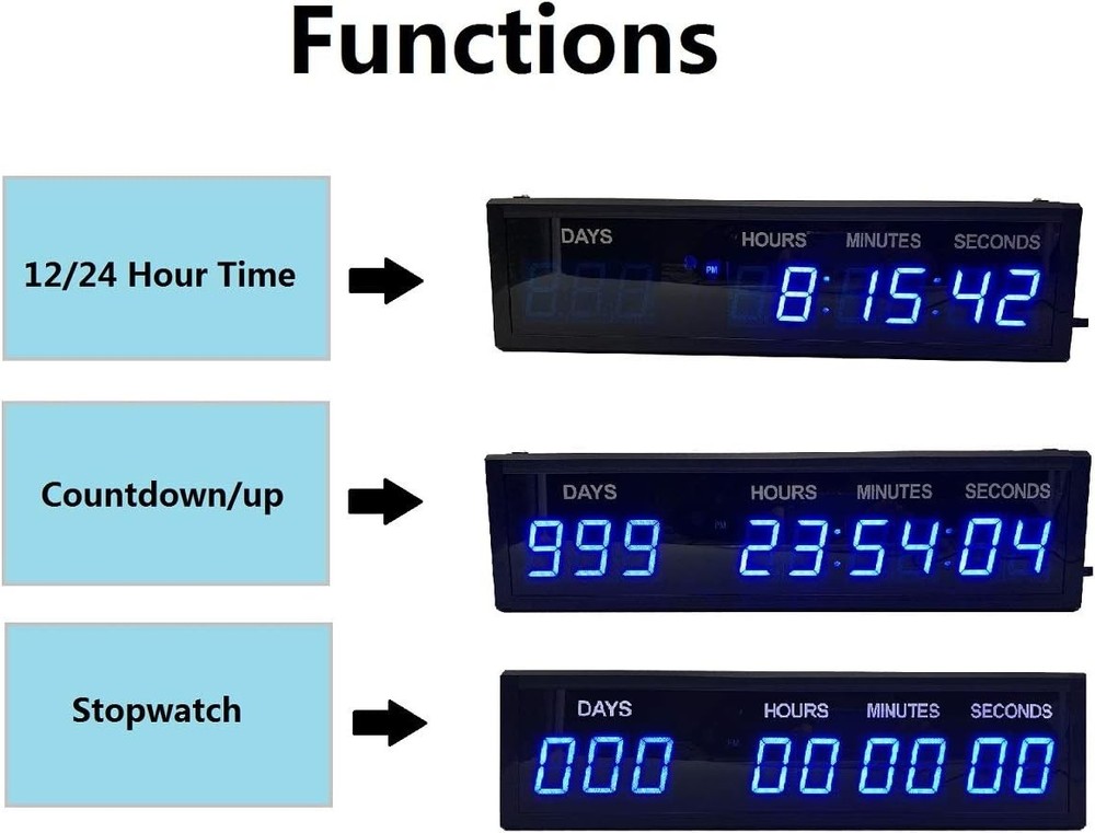 Blue 1.8 9Digits Large LED Countdown Count Up Days Clock with Remote Christmas