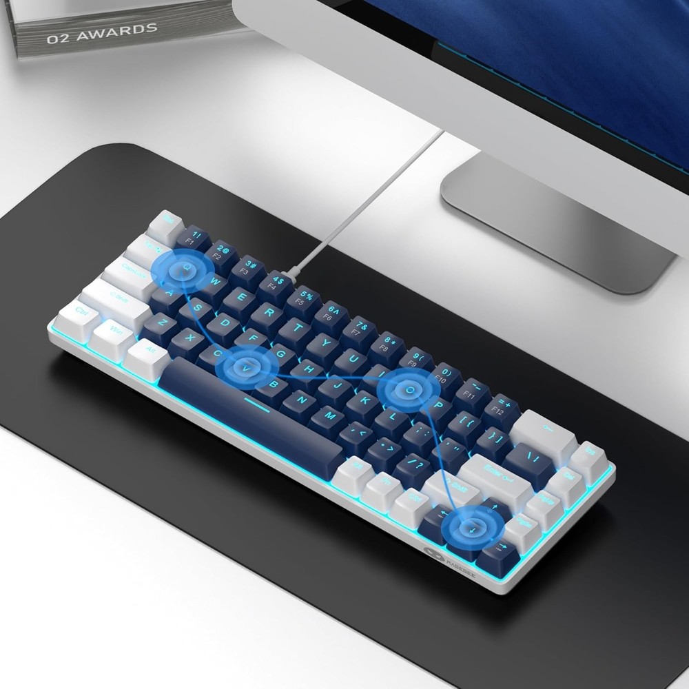 68 Keys Ergonomic Mechanical Keyboard with Blue Switch - Ideal for Gaming