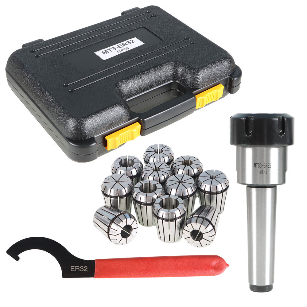 For Milling Machine MT3 Shank With 11PC ER32 Collet Set ER32 Chuck & Spanner