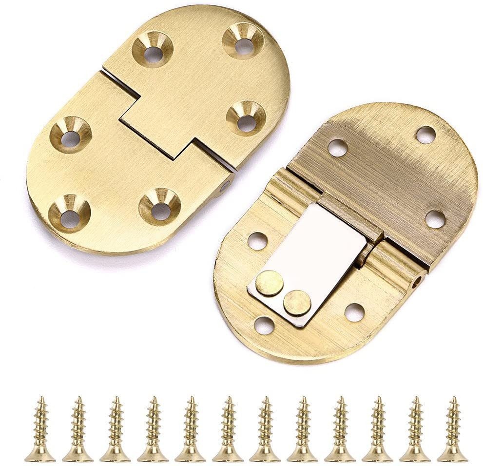 2 Pcs Solid Brass Hinges, Drop Front Desk Drawer Butt Hinge for Table Sewing