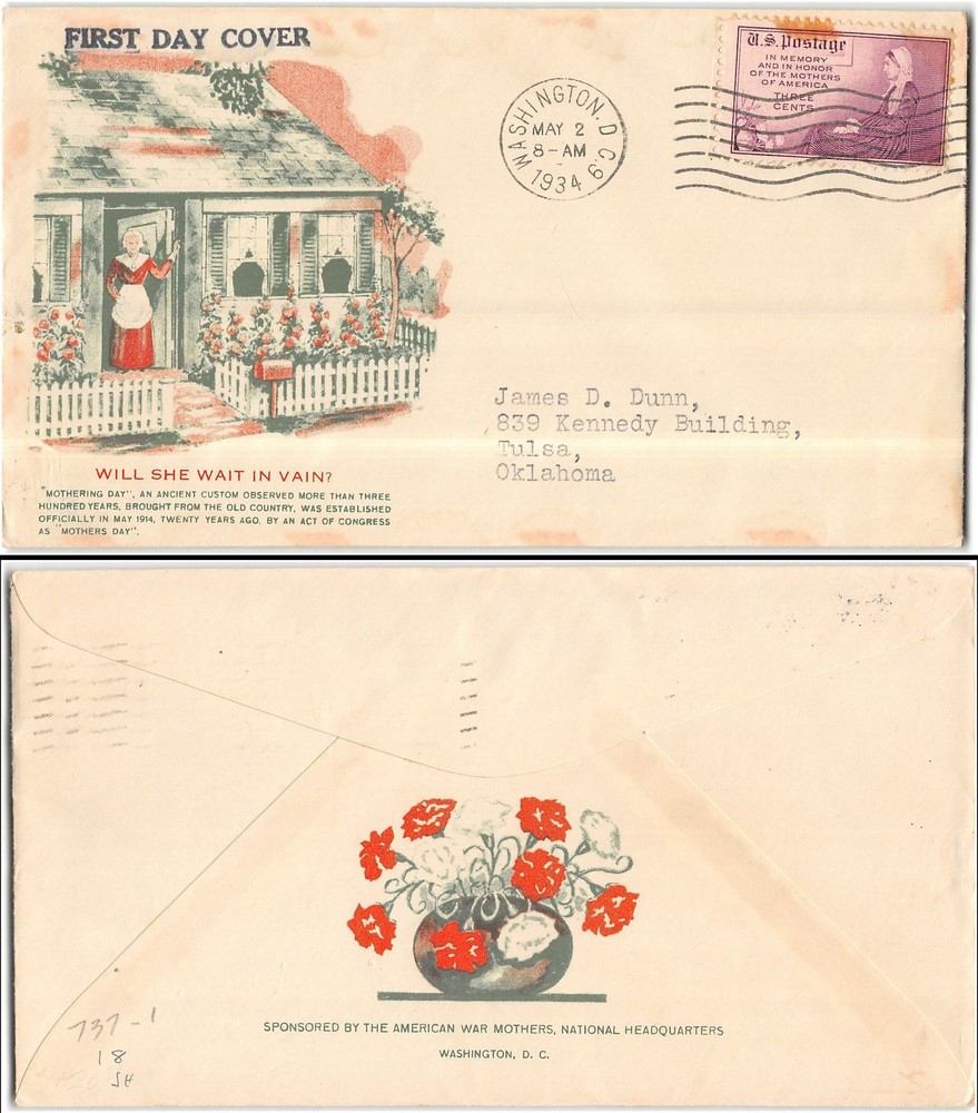 US #737 First Day Cover (FDC), 1934