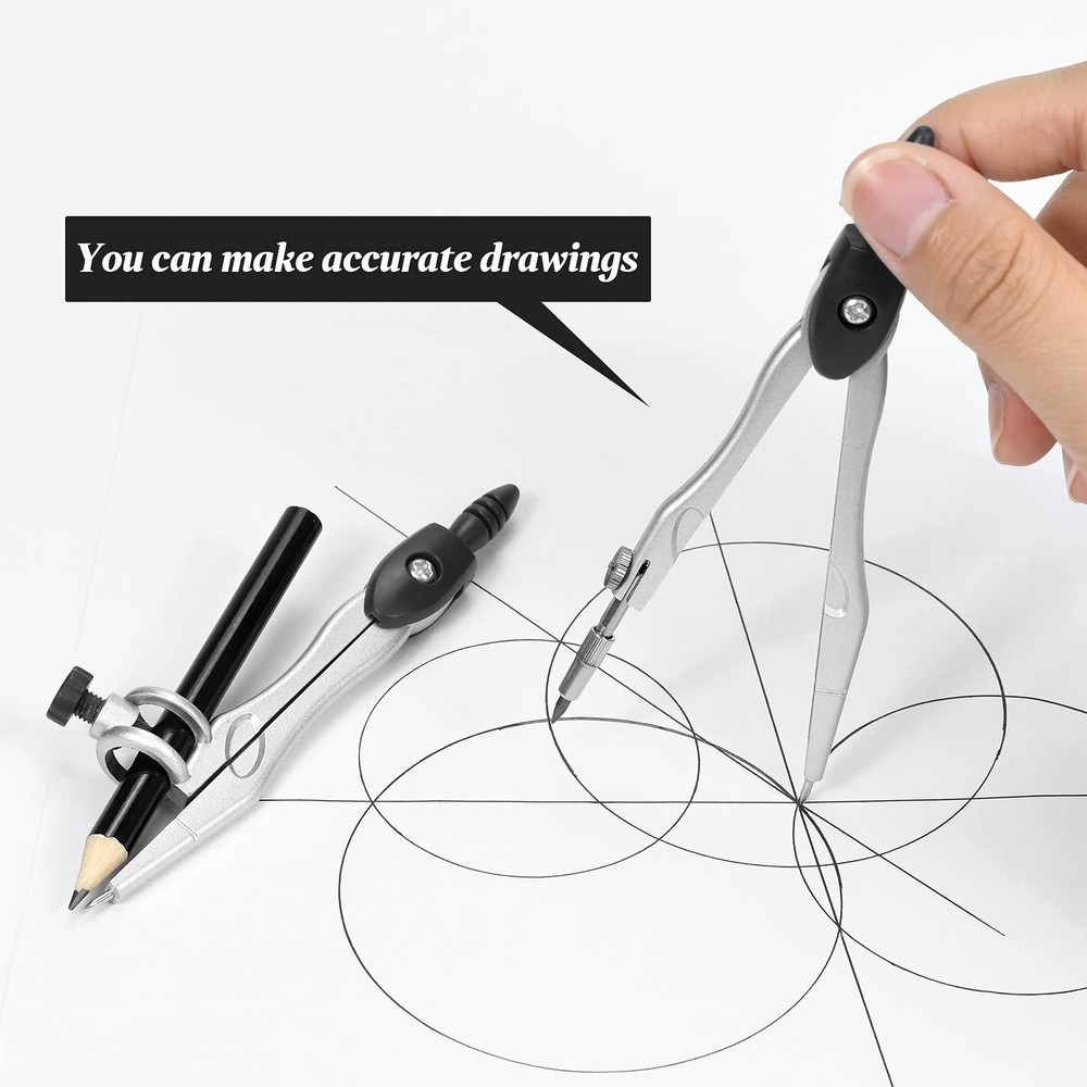 Math Geometry Kit 10Pcs Student Supply Shatterproof Storage Box Drafting Drawing