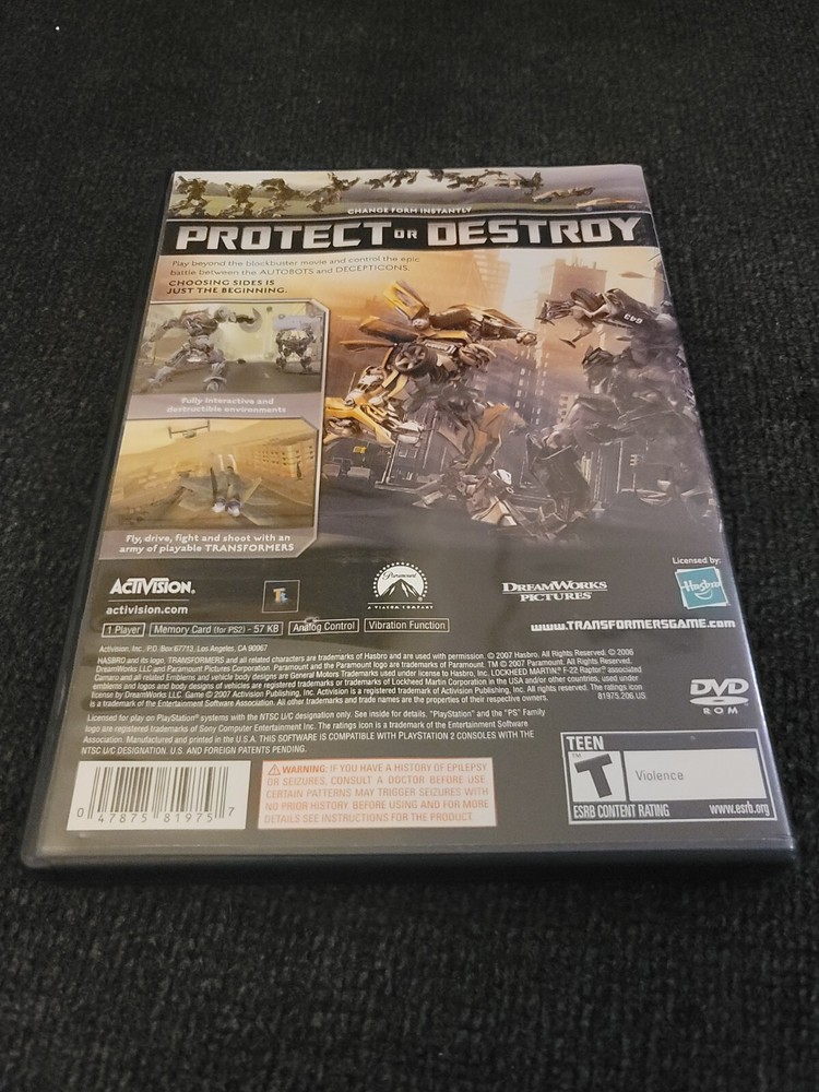 Playstation 2 Transformers The Game Case & Manual Only