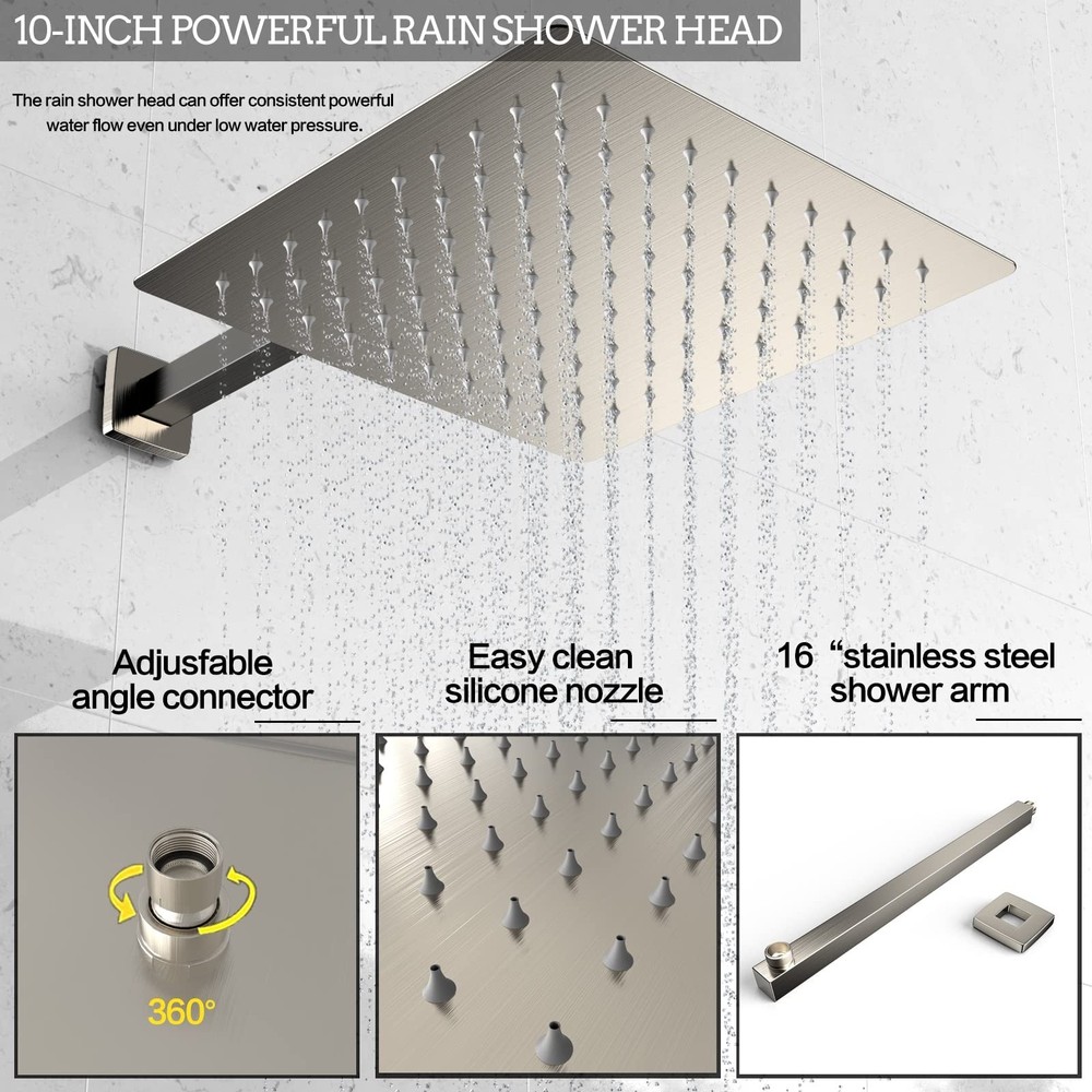 Rain Shower System 12 Inches Shower Head with Handheld Combo Set for Bathroom...