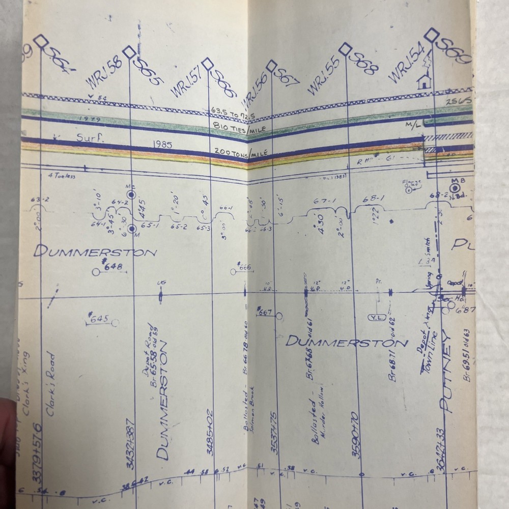 Central Vermont Railway Maintenance Program And Track Chart 1988