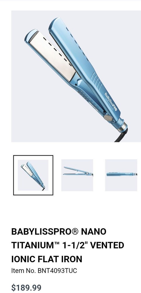 **NEW IN BOX** BabylissPRO Nano Titanium Vented Ionic Flat iron BNT4093TUC