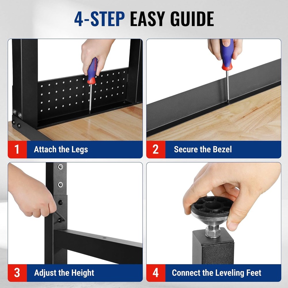 WORKPRO 96x24" Heavy-Duty Adjustable Workbench, 4000LBS Load Capacity Work Table