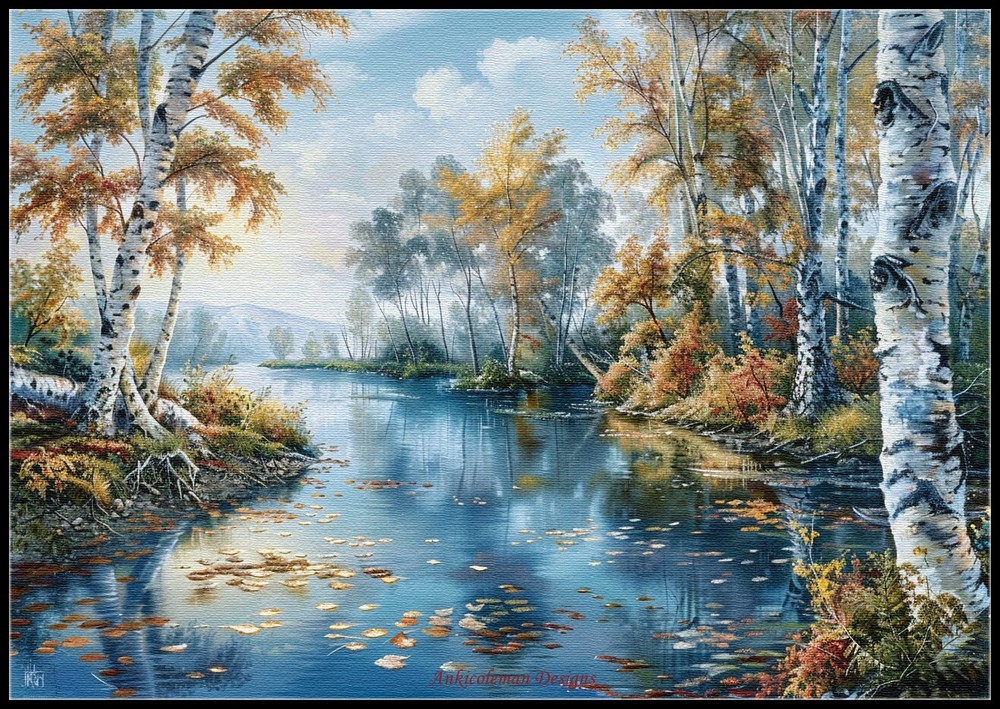 Birch River 2 DIY Chart Counted Cross Stitch Patterns Needlework DMC Color 14 ct
