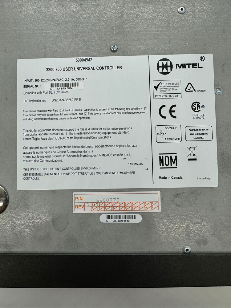 Mitel 3300 LX 700 Universal Controller 50004942
