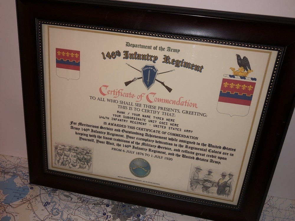 146TH INFANTRY REGIMENT / COMMEMORATIVE - CERTIFICATE OF COMMENDATION