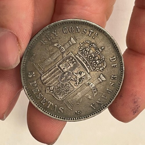 Spain - 1891 Large Silver 5 Pesetas - Popular