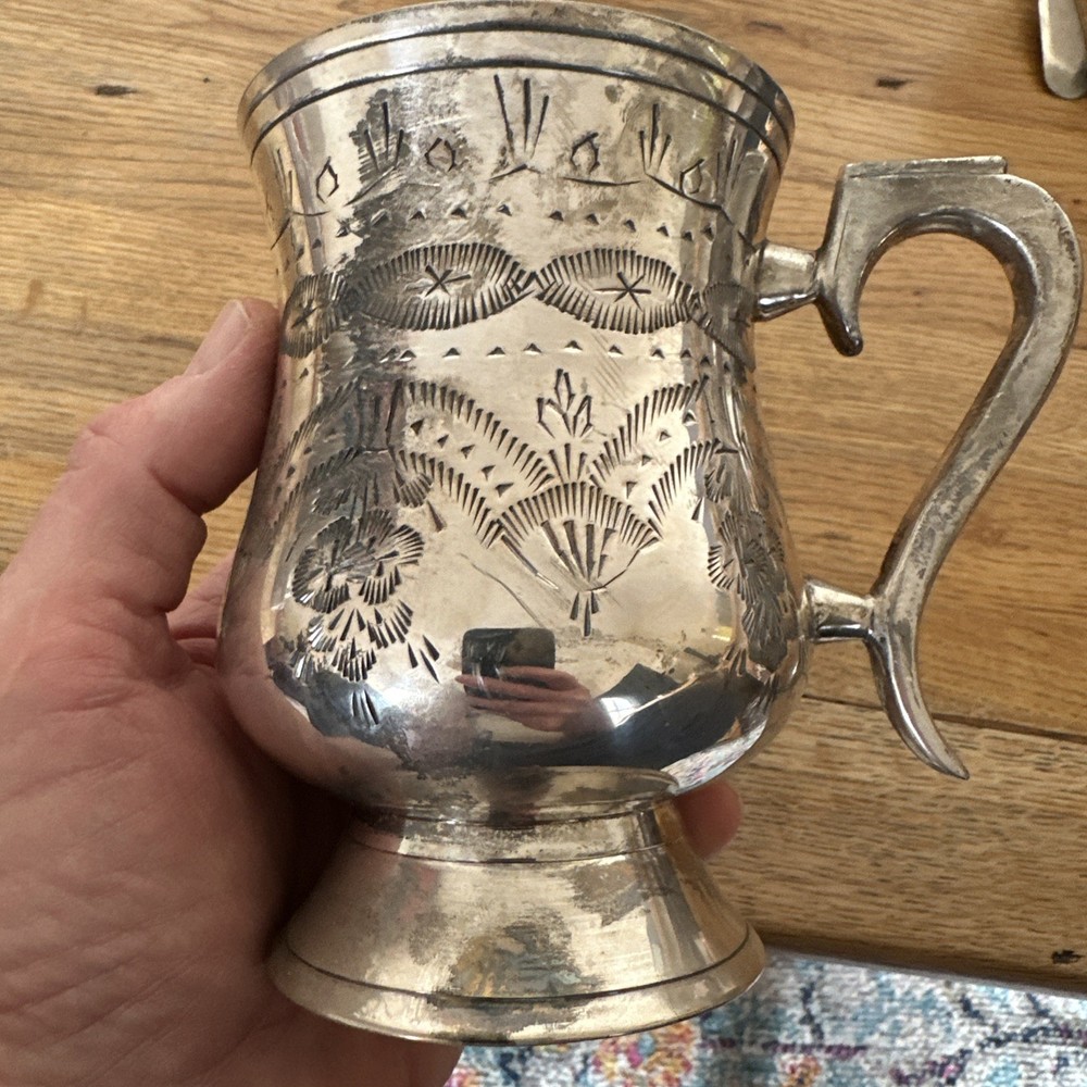Antique Silver plated Tankard 3/4 Pint