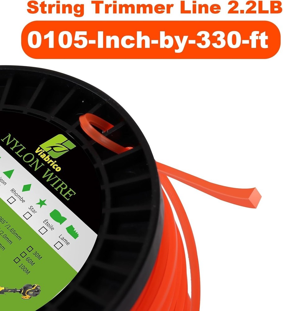 105 Trimmer Line Square Weed Wacker String .105-Inch-By-330-Ft, Weed Eater Strin