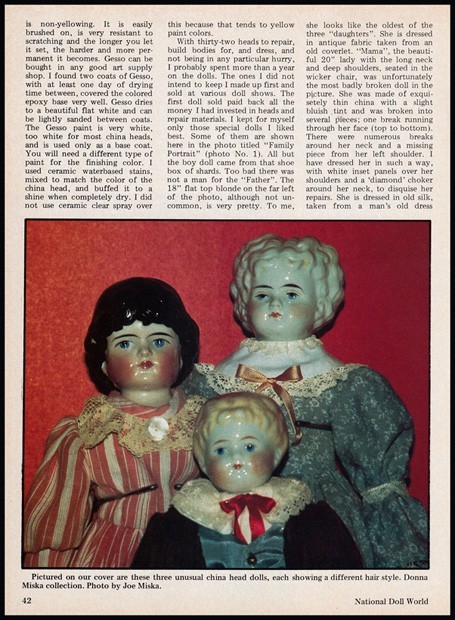 China head dolls 6-page print article 1984 history ARTICLE ONLY
