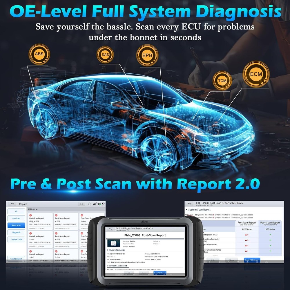 2025 XTOOL IP919 Auto Diagnostic Tool Bi-Directional 51+ Service Key Programmer