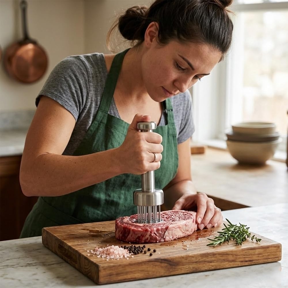Stainless Steel Meat Tenderizer Tool with 21 Sharp Needles – Blade Tenderizer...