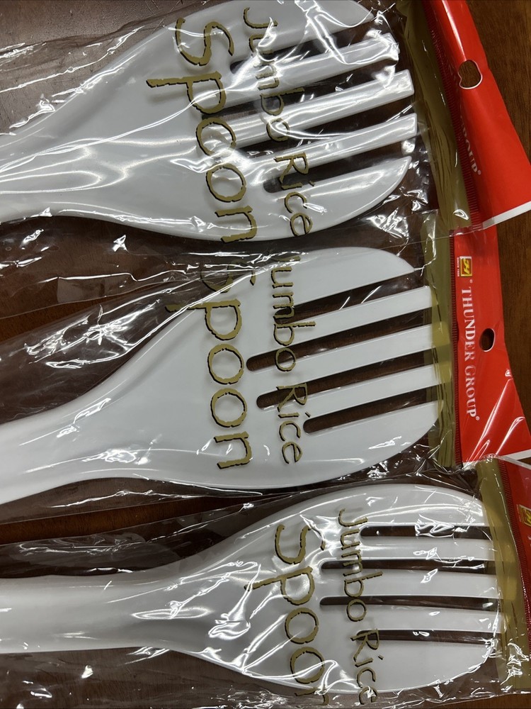 3Pcs White Jumbo Large Plastic Rice Paddle Spatula Scoop Fork-Like Spoons