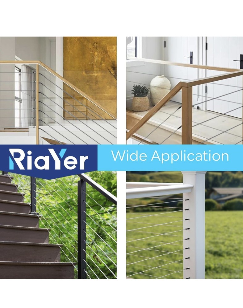 RIAYER 20 Pair Cable Railing Kit, Invisible Crimp Fitting Cable Railing...