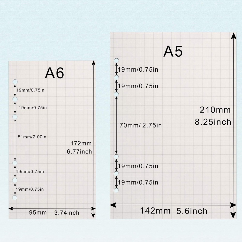 A6 Refill Paper, [3 Pack] Toplive 100GSM Thick Refillable Paper 3 Pack, Grid