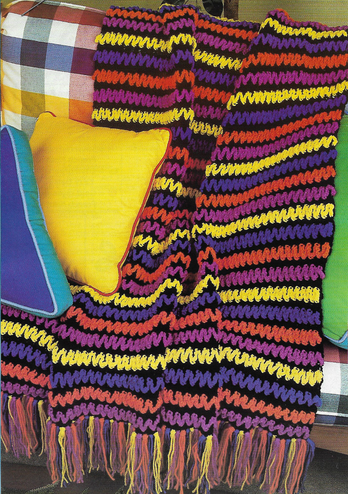 Bright Waves Afghan crochet pattern instructions
