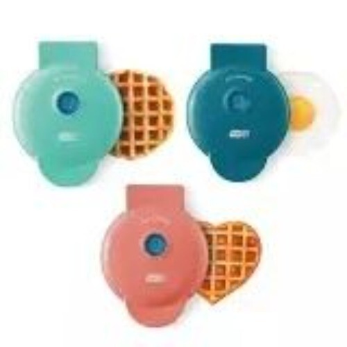 Dash Mini Maker 3 Pack - Heart Waffle Regular Waffle & Griddle - Nonstick Cookin