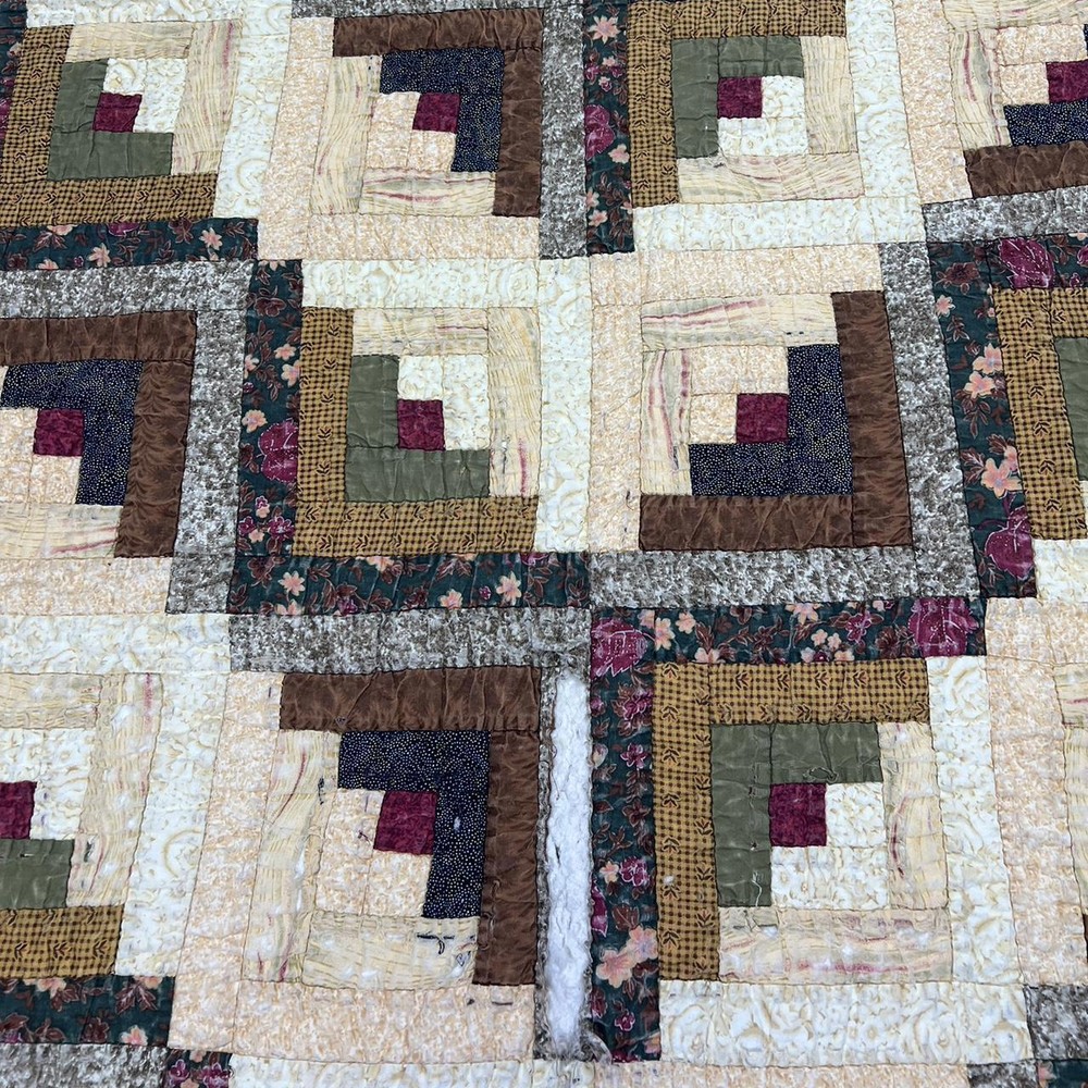 Handcrafted Log Cabin Quilted Blanket - Rustic Charm Patchwork