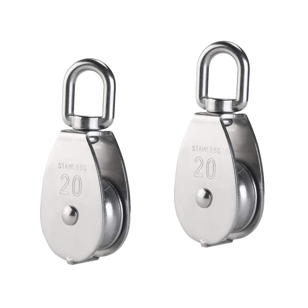 M20 Silver Single Pulley Wheely Blocks - 75kg Load Capacity & Eco-Friendly