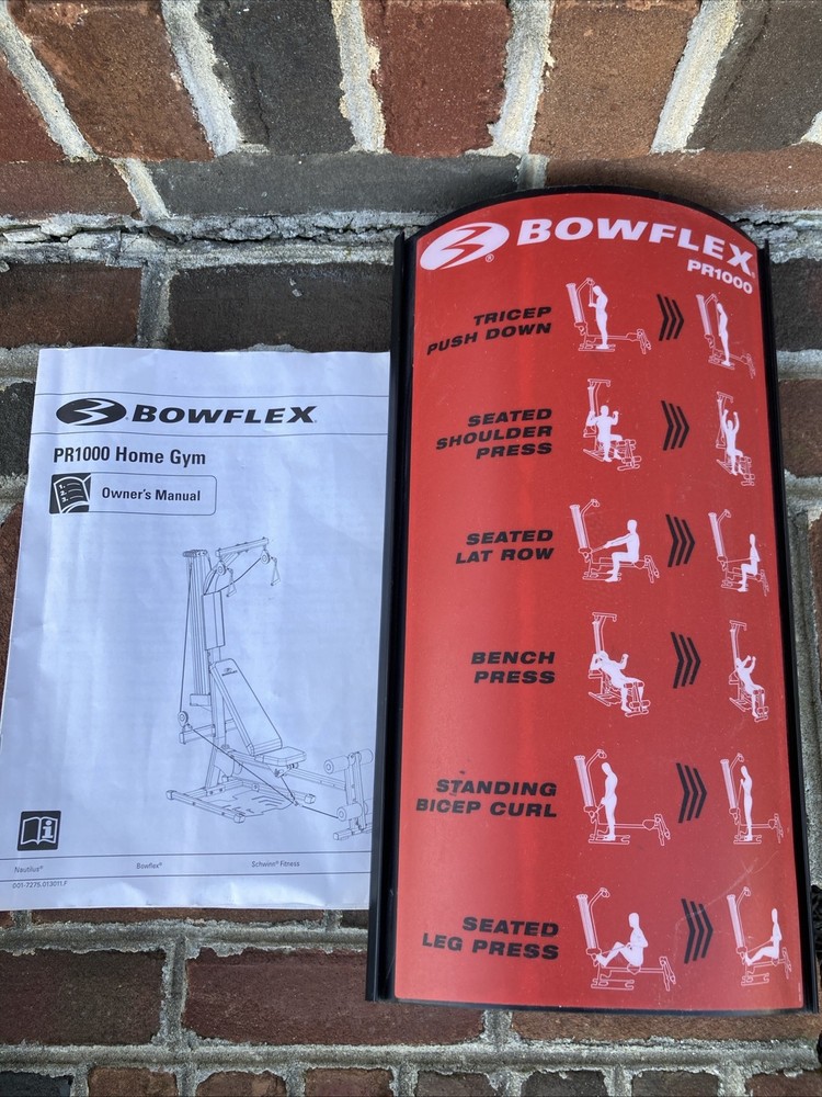 Bowflex PR1000 Placard Assembly Exercise Chart Replacement Part & Manual