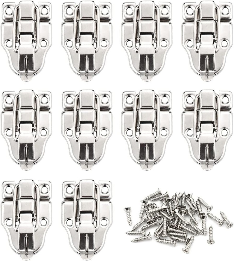 10 Pack Metal Duck-Billed Box Hasp Lock Toggle Latch Catch, Silver
