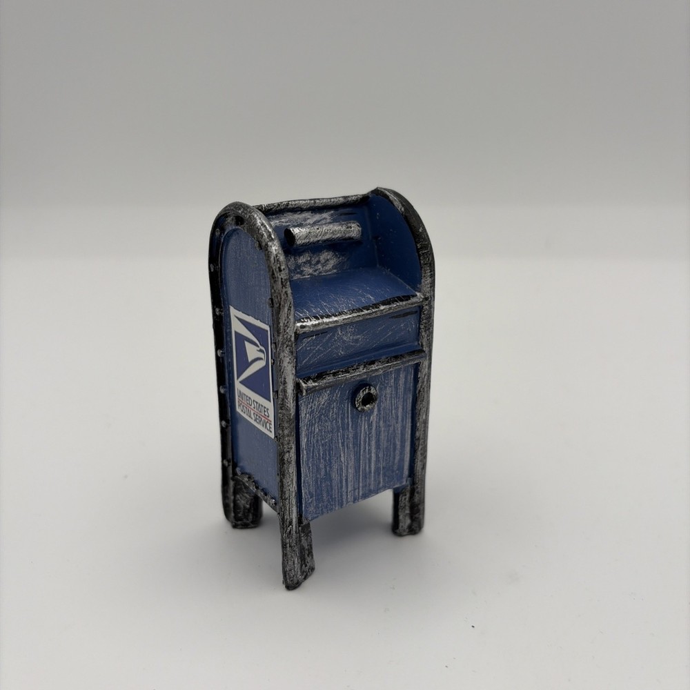 Miniature USPS Mailbox Postal Box Mail Box Blue Display Diorama Scenery
