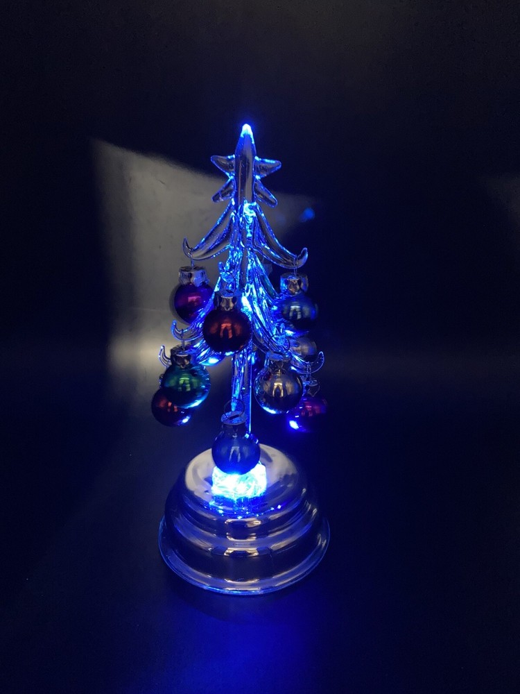 Glass Tree Christmas Tree with Ornaments Light Up LED 2 Settings