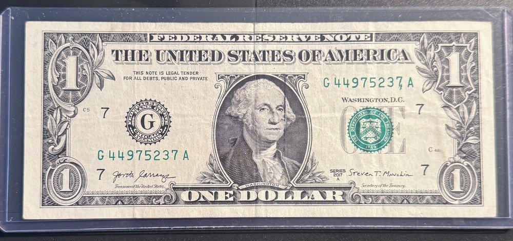 2017 A $1 Dollar ERROR INK CONTAMINATION ERROR COMMA ADDED FANCY SERIAL NUMBER
