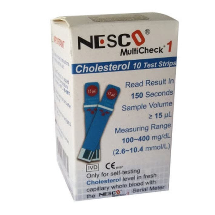 1 Box(10 Strips) NESCO MultiCheck Blood Cholesterol Test Strips