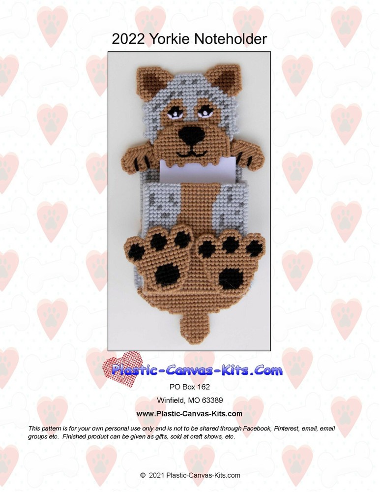 Yorkshire Terrier/Yorkie Note Holder-Plastic Canvas Pattern or Kit