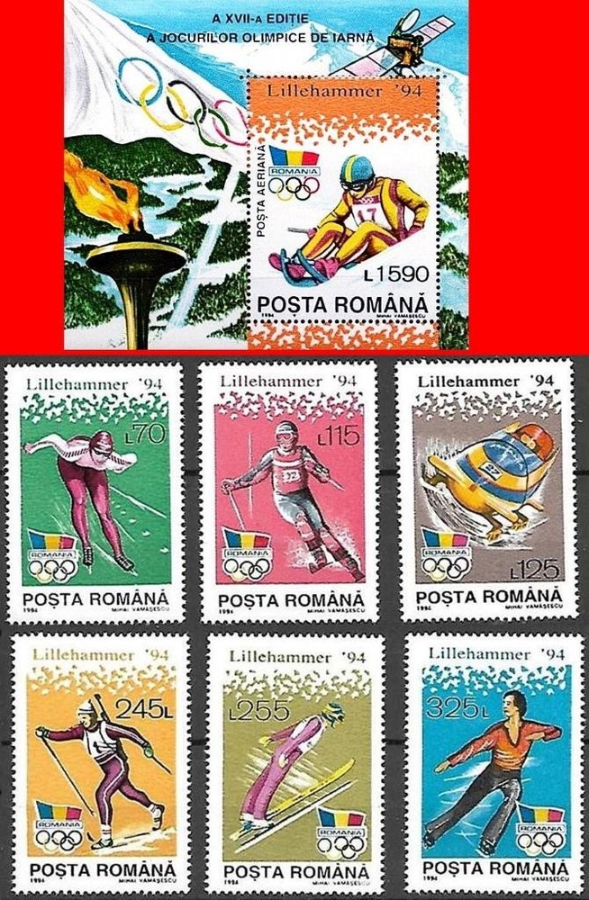 ROMANIA 1994 WINTER OLYMPICS set + S/S MNH