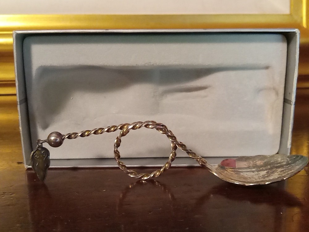 Vintage DAVID ANDERSEN 830 Silver Norwegian Twisted Spoon With Original Box
