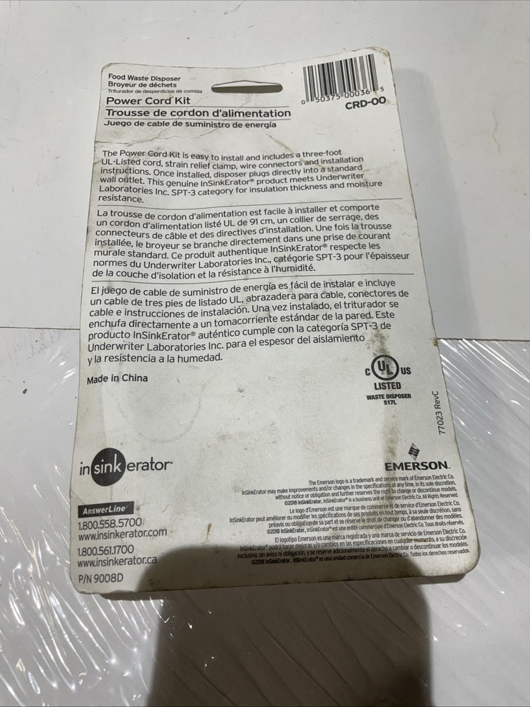 InSinkErator CRD-00 Power Cord Kit