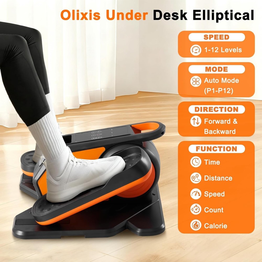 Under-Desk Elliptical Machine–Compact & Quiet Mini Pedal Exerciser W/ Adjustable