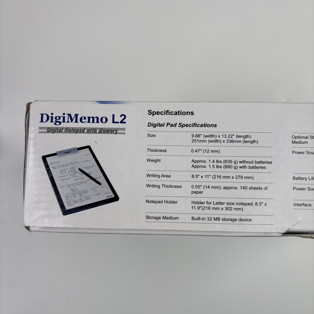 ACECAD DigiMemo L2 Letter Size Digital Notepad /w Pen Manual Software