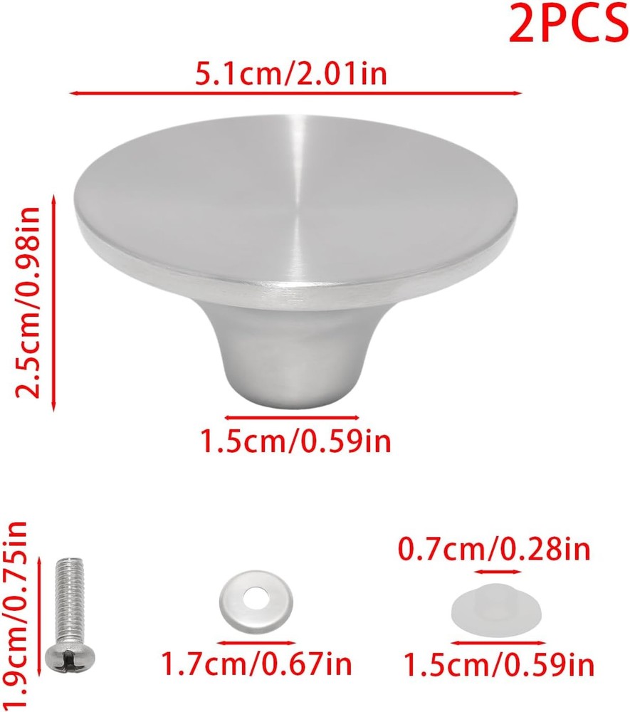 Pot Lid Handle Knob Replacement 2 Pack Silver