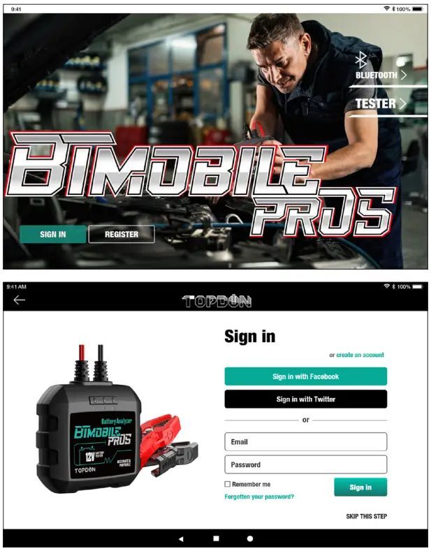 TOPDON BTMobile Pros Bluetooth Car Battery Analyzer 2000 CCA iOS Android App