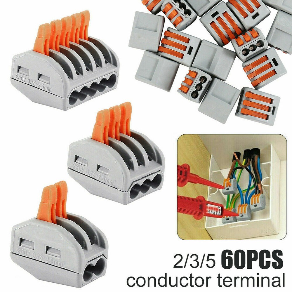 Lever Nut Wire Compact Cable Splice Circuit Electrical Connector Terminals Block
