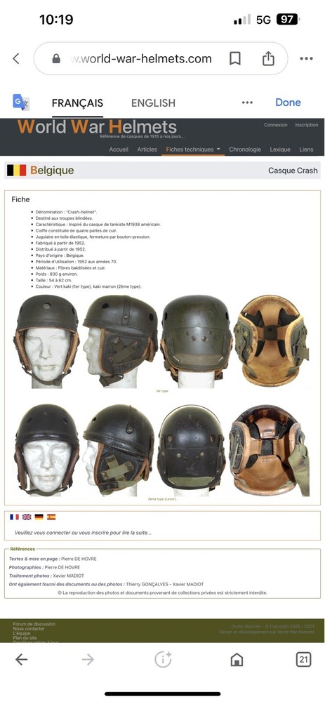 Authentic WW2 Belgian Tanker Helmet