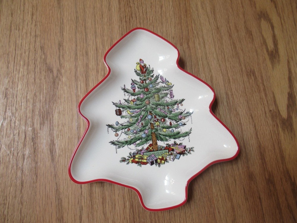 Tree-shaped Spode Christmas Tree design dish