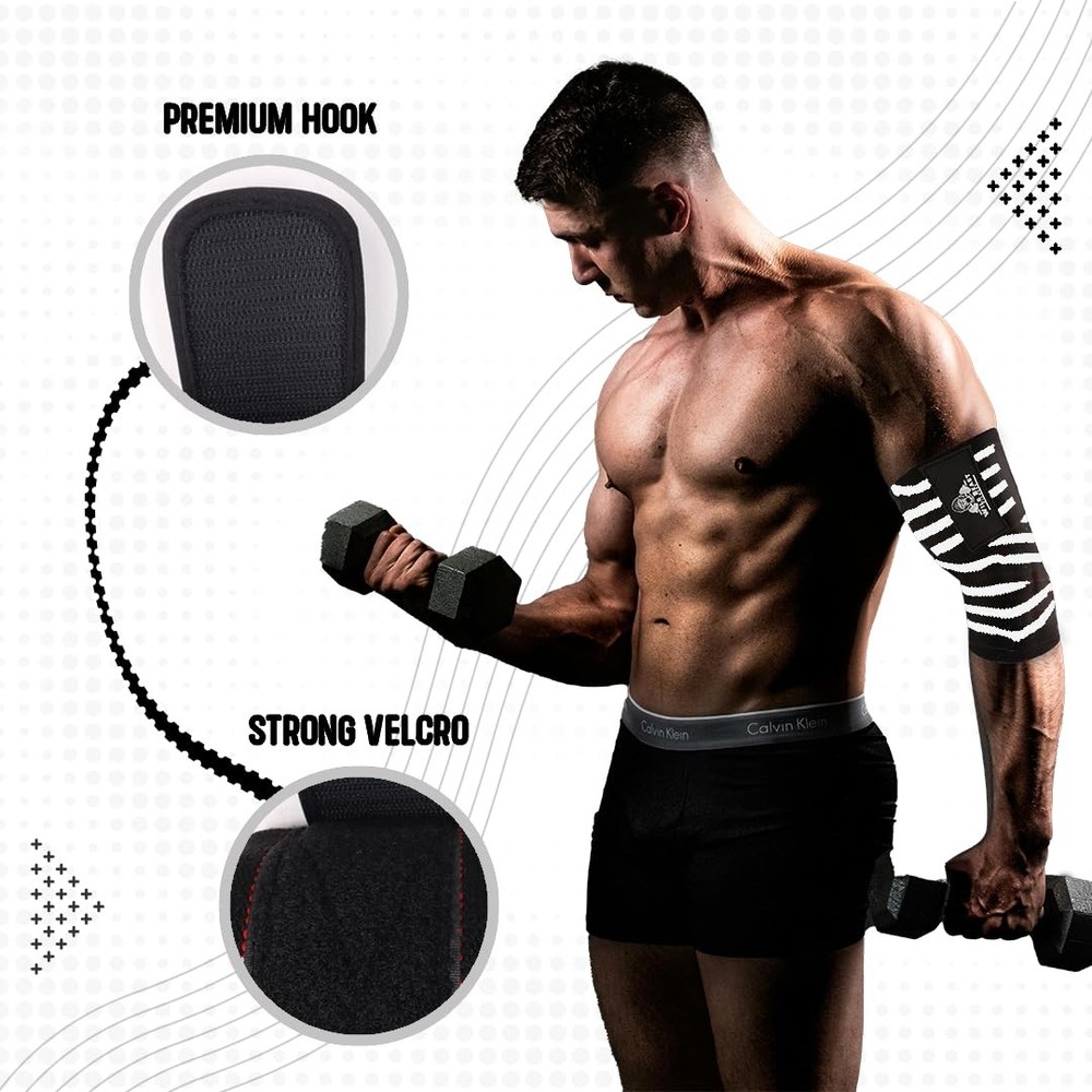 Elbow Wraps for Weightlifting (Pair), Stretchable & Breathable 41" Elbow Comp...