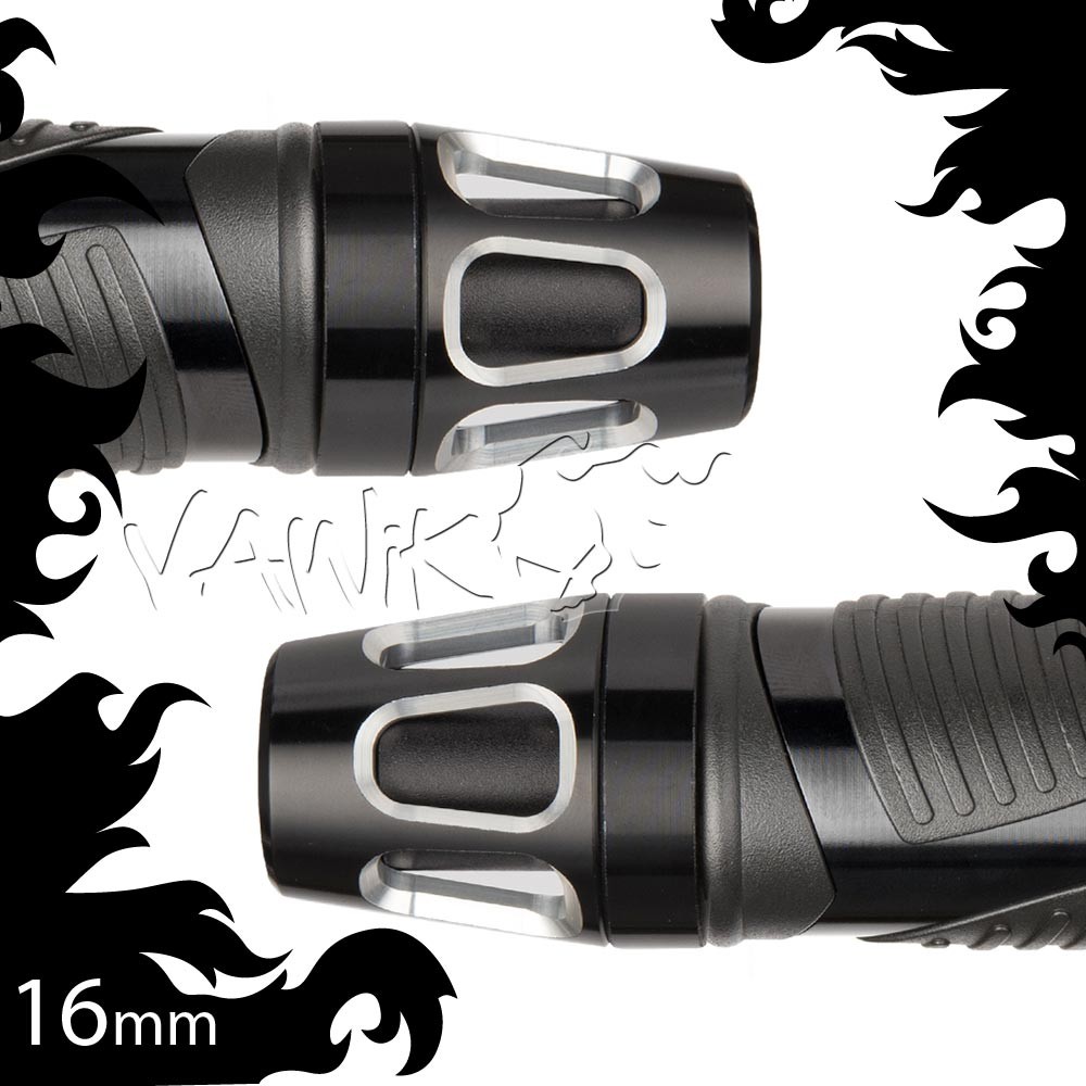 VAWiK Silver Bar Ends TOWER Black Base Universal fits 7/8" or 1" Open Handlebar