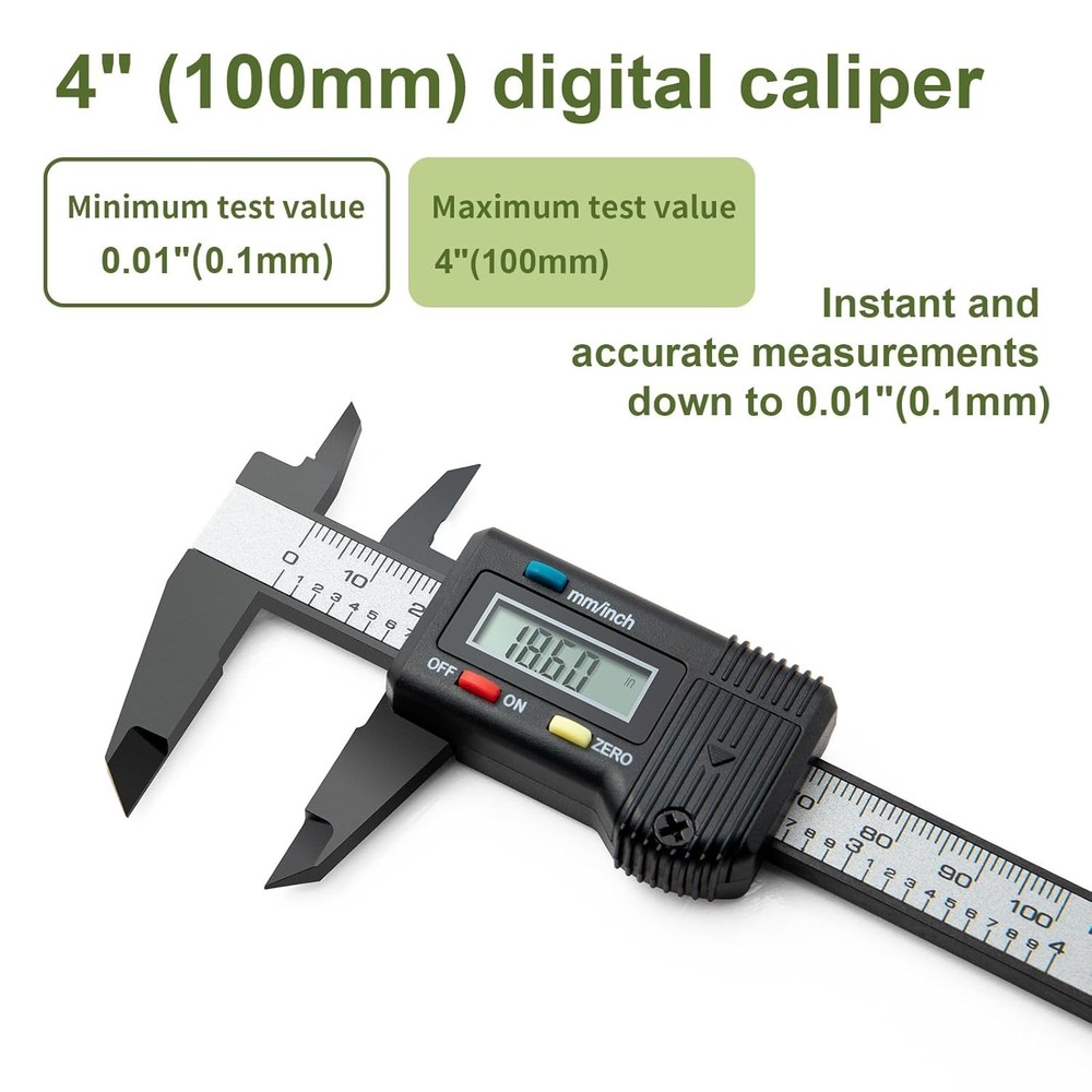 Compact 0-4" Digital Caliper with Inch & Millimeter Conversion for DIY Projects