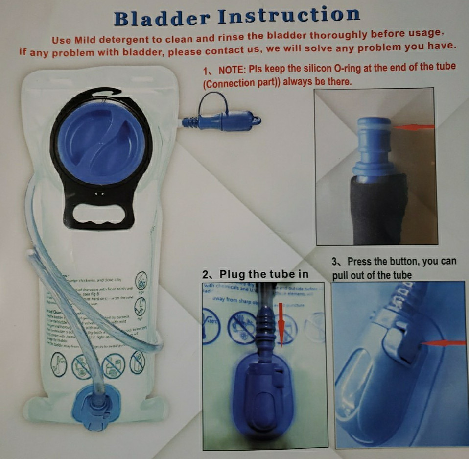 Hydration Backpack 2L Water Bladder Camelbak Style Hiking Running Pack